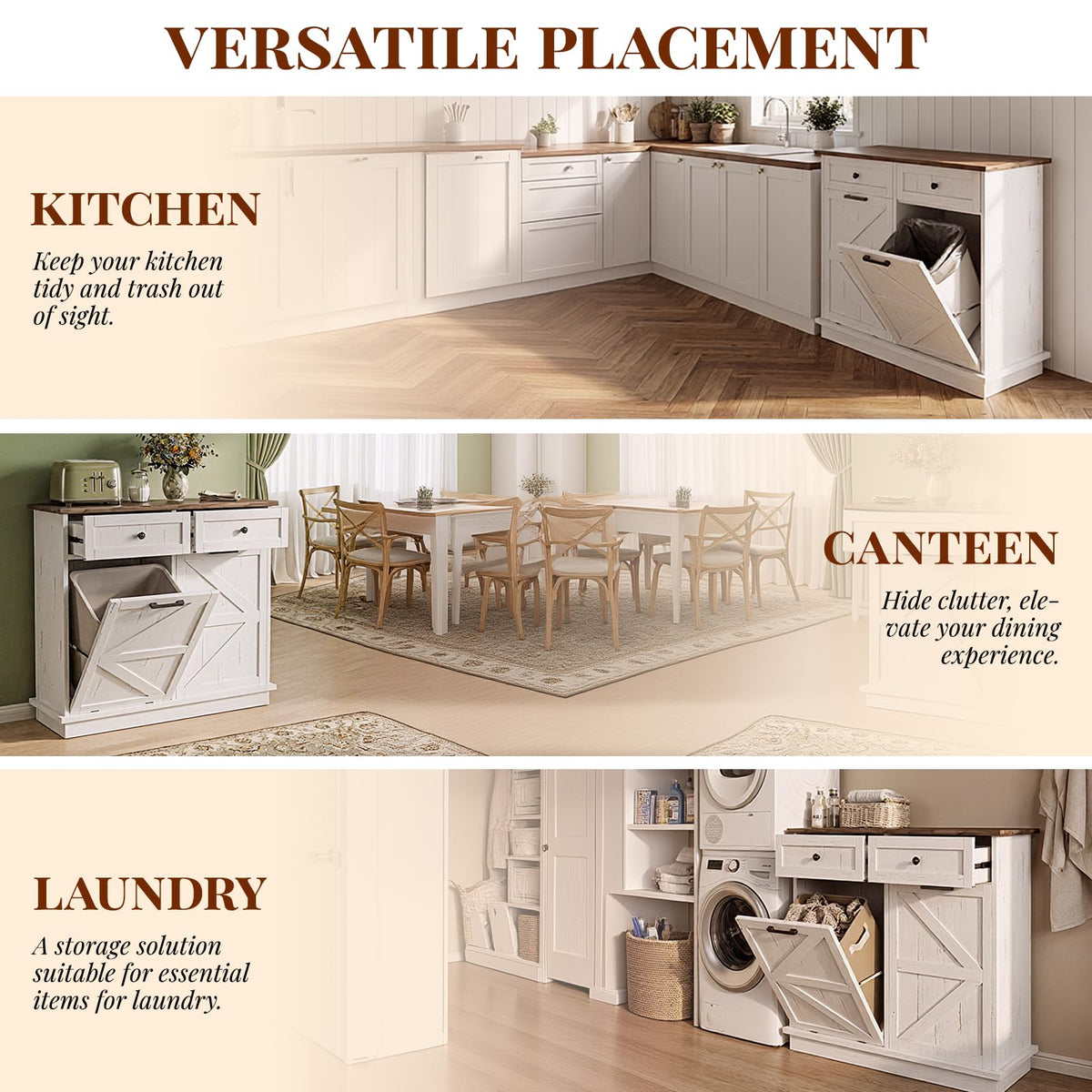 White Tilt-Out Trash Can Cabinet X430534