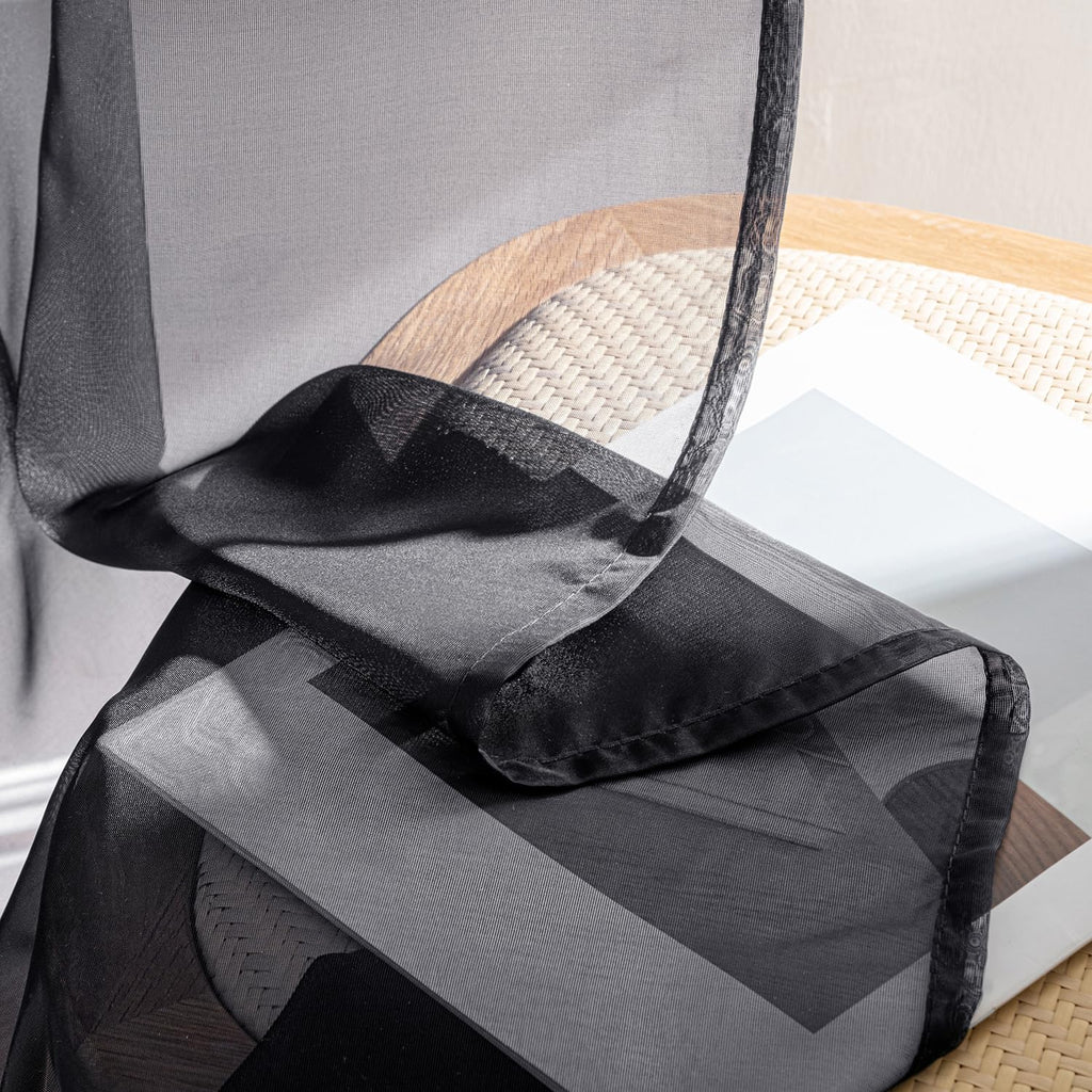 Black Sheer Curtains 84 Inches Long 4 Panels Z4547