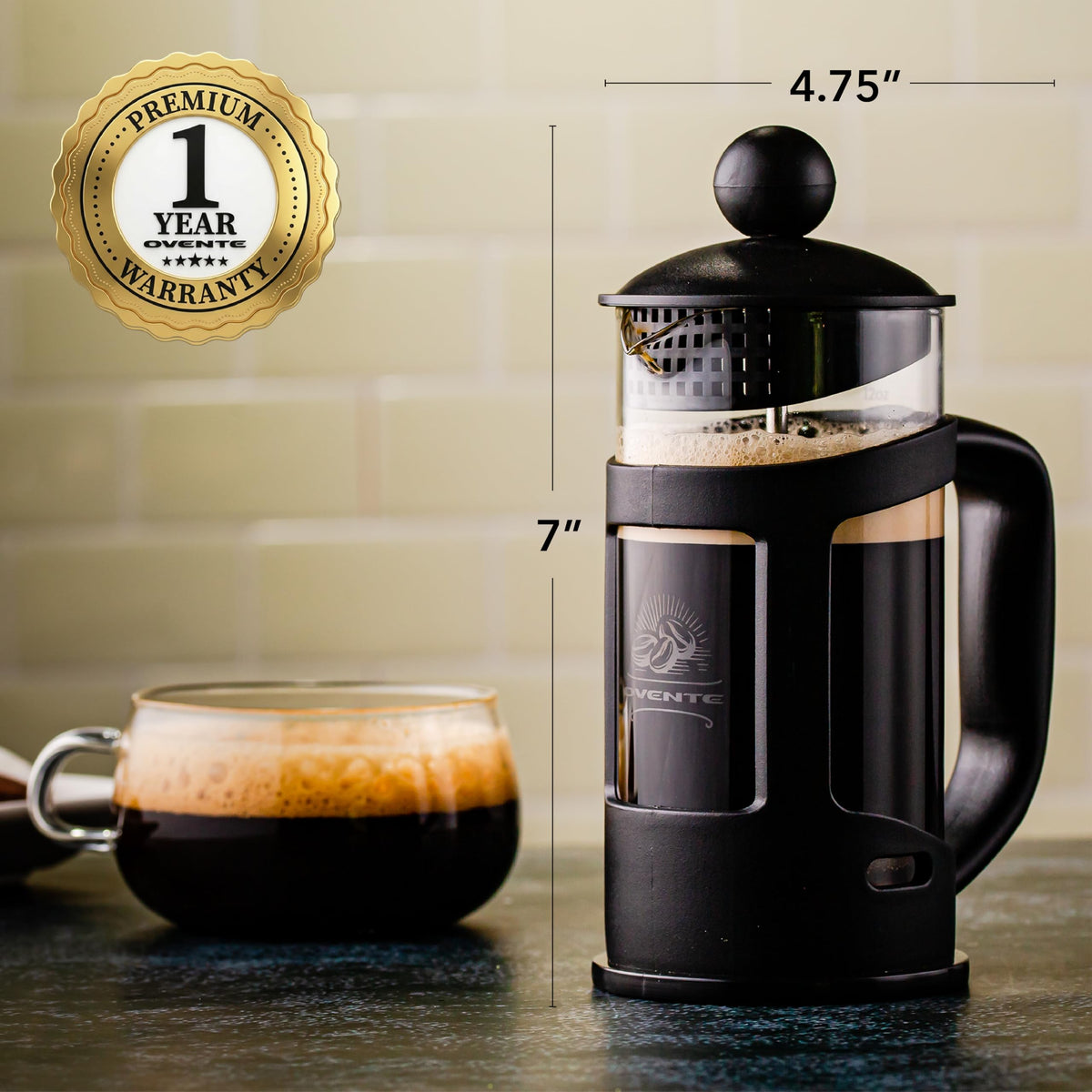 French Press Coffee Maker 12oz Black X71962