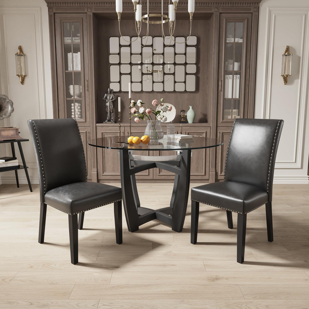 Set of 2 Faux Leather Upholstered Dining Chairs Y731814