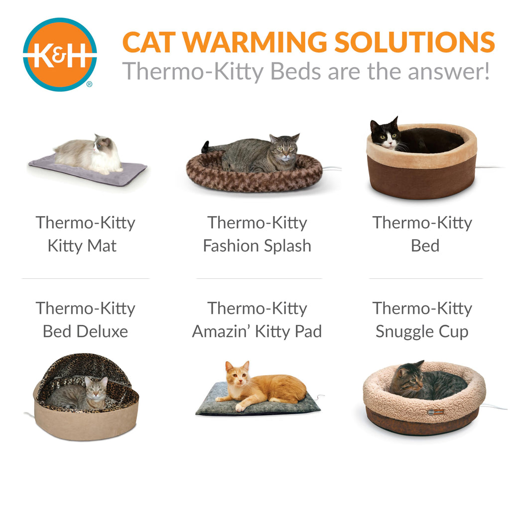 Self-Warming Cat Bed Pad Small 21 X 17 Gray Black V847