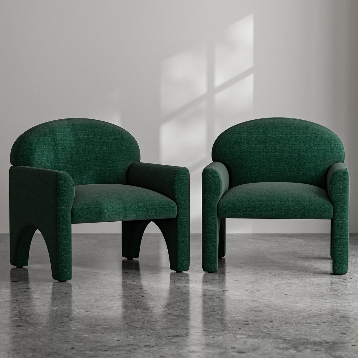 Green Upholstered Accent Chair Set of 2 with Rubber Wood Legs K197