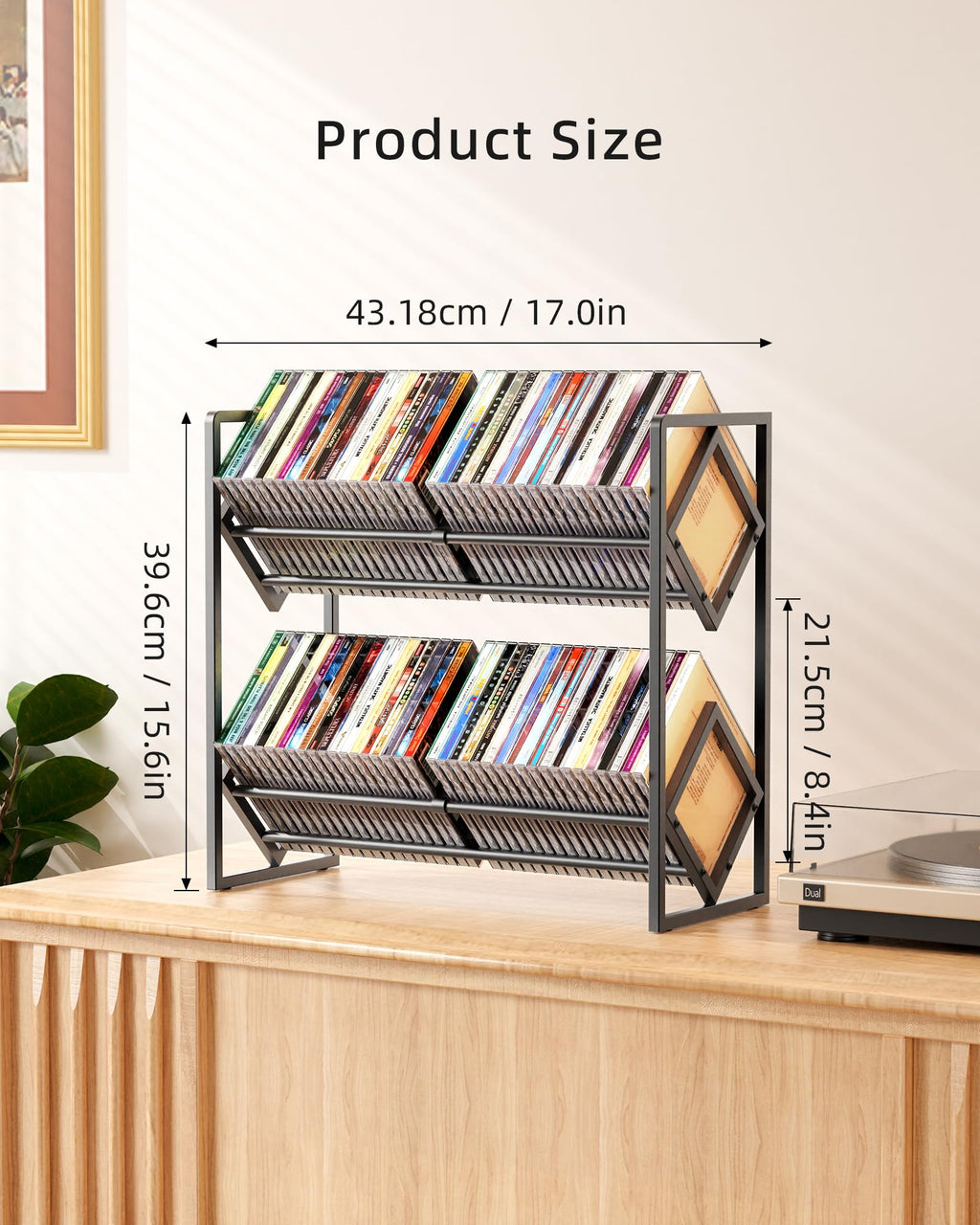 2-Tier Metal CD Storage Shelf with Adjustable Divider S1724
