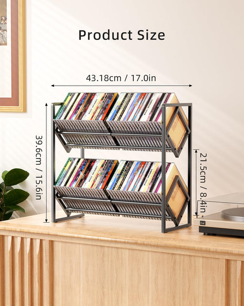 2-Tier Metal CD Storage Shelf with Adjustable Divider S1724