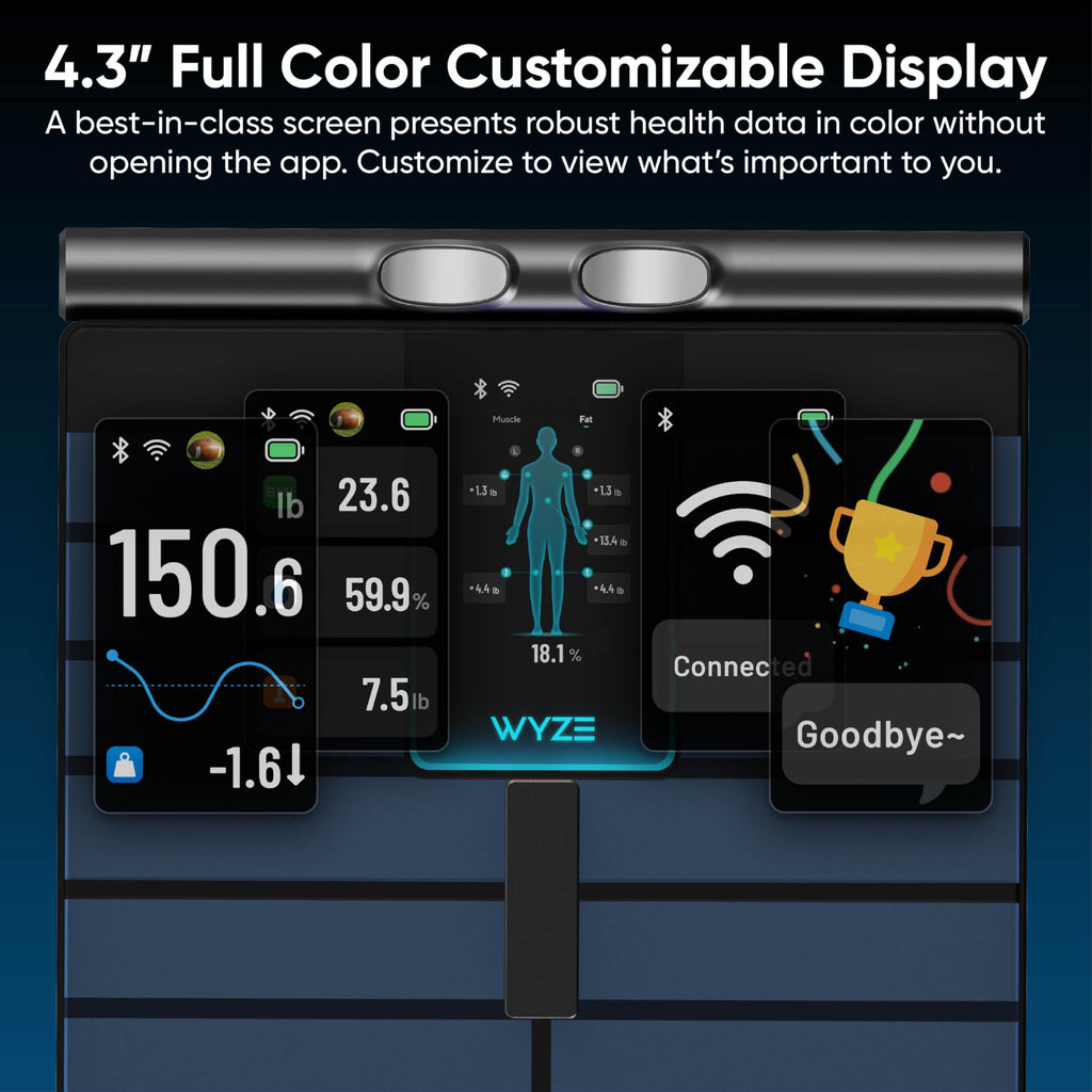 Wi-Fi & Bluetooth Body Composition Scale with Handle, 400 lbs, Black Q69657