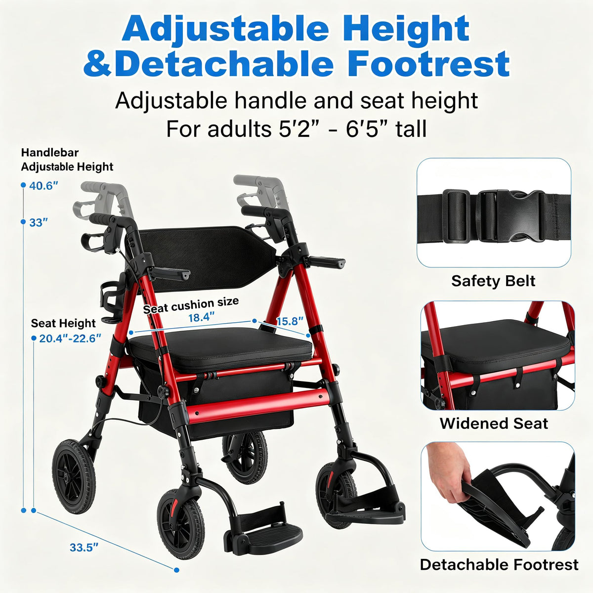 2-in-1 Rollator Wheelchair Combo Y8066