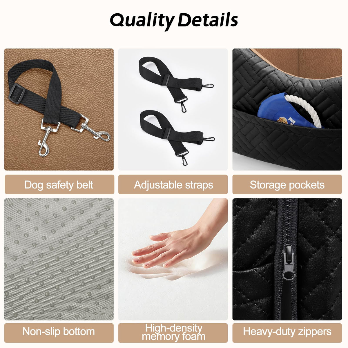 Waterproof PU Leather Dog Car Seat with Safety Belt G783144