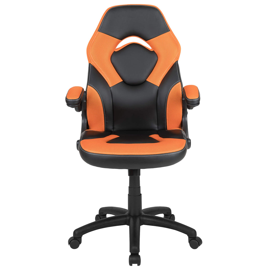 Orange Black Ergonomic Gaming Chair with Flip-up Arms E29986