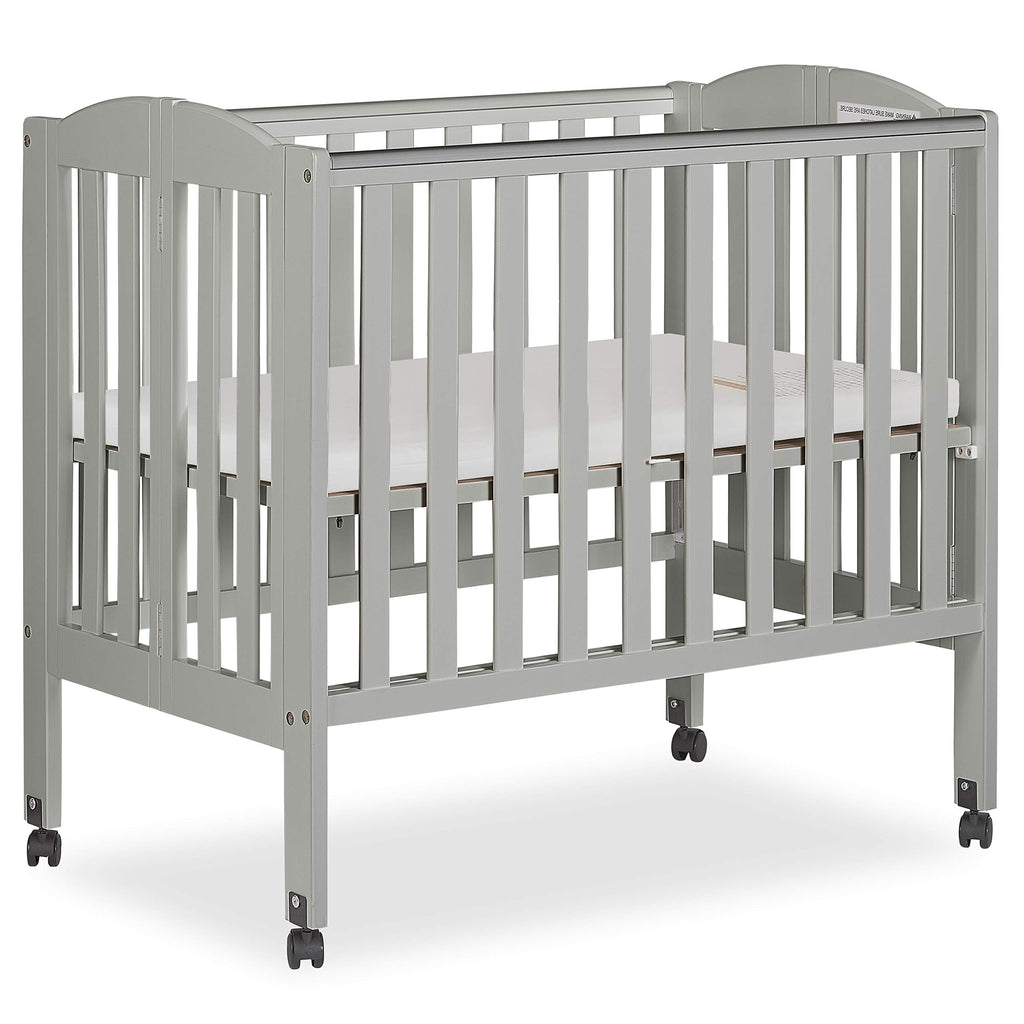 Cool Grey 2 in 1 Folding Portable Crib with 3” Fiber Mattress J62546