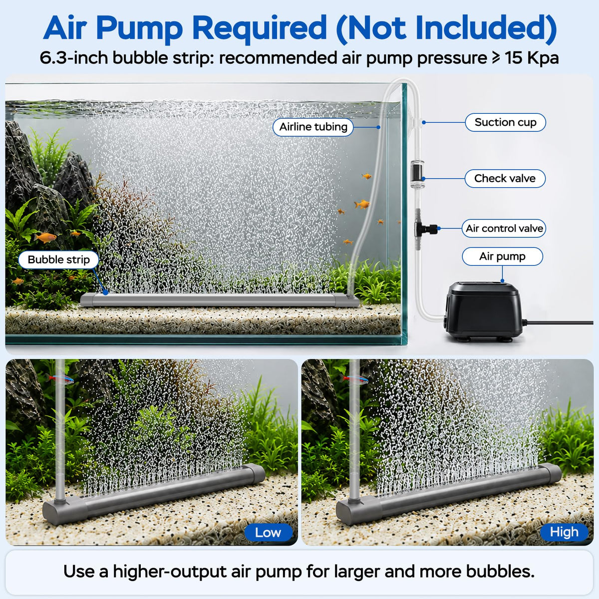 Aquarium Air Bubble Strip, Fine Bubble Wall Air Stone Bar (6.3 Inch) I46015
