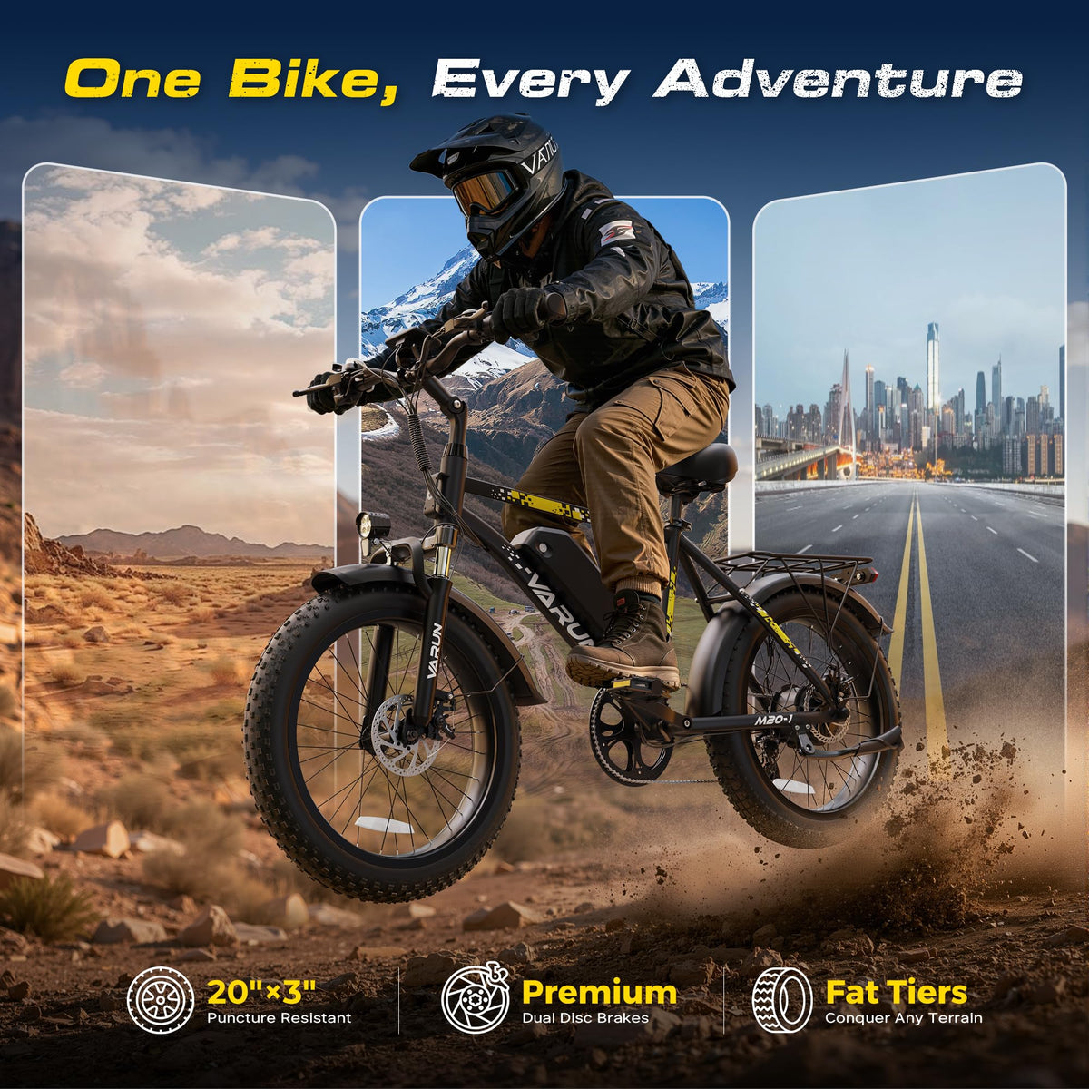1000W Peak Motor 60+ Miles Fat Tire Electric Bike I778230