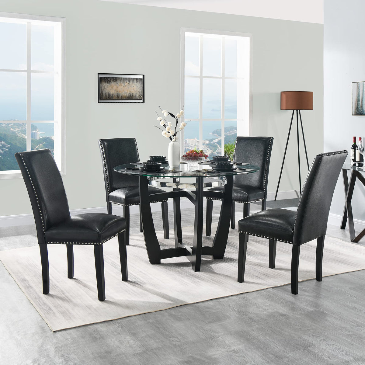 Set of 2 Faux Leather Upholstered Dining Chairs Y731814