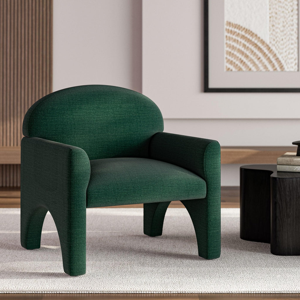 Green Upholstered Accent Chair Set of 2 with Rubber Wood Legs K197