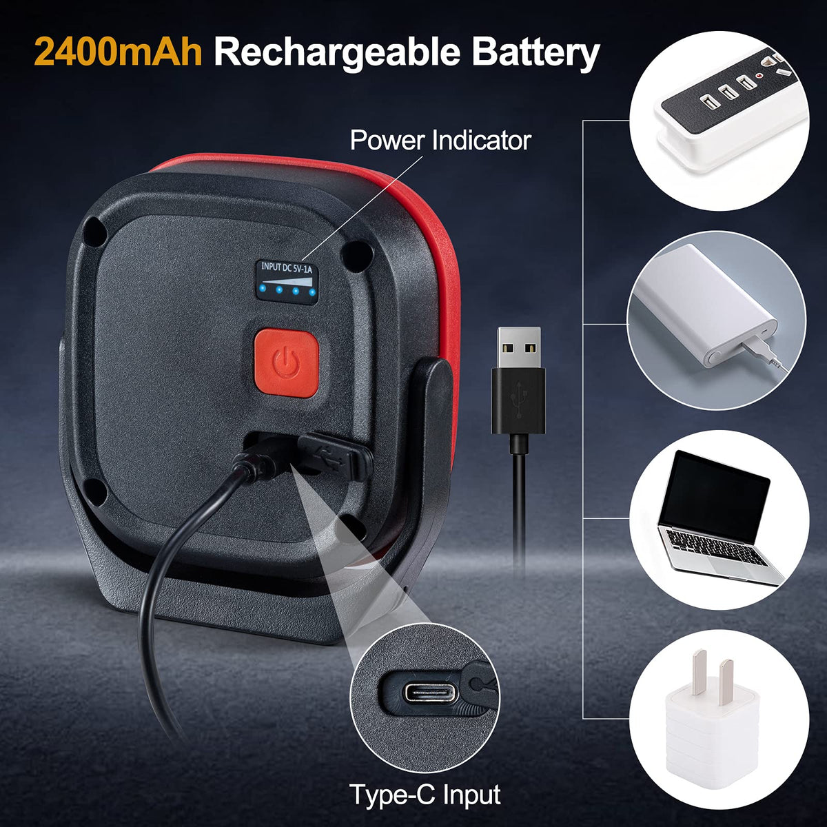 Magnetic Work Light, 42 LEDs 1000 Lumens Rechargeable Portable Inspection Light (2 PCS) I183076