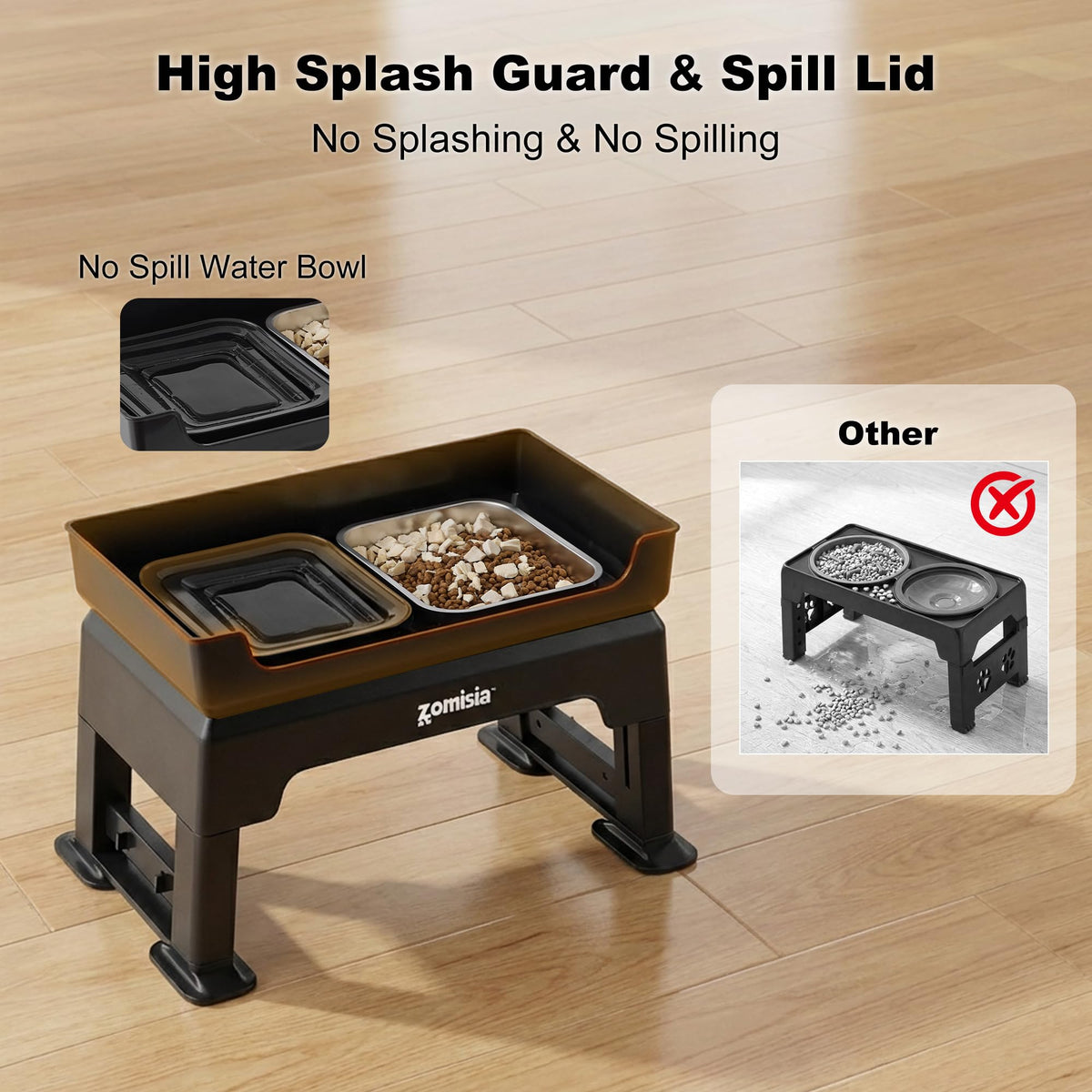 Elevated Dog Bowls with No Spill Water Bowl R4263