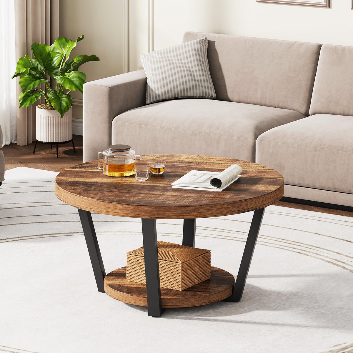 32'' Round Coffee Table with Storage J3620