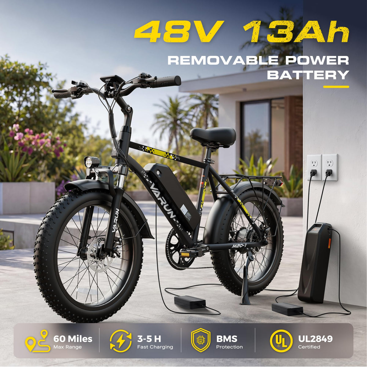 1000W Peak Motor 60+ Miles Fat Tire Electric Bike I778230