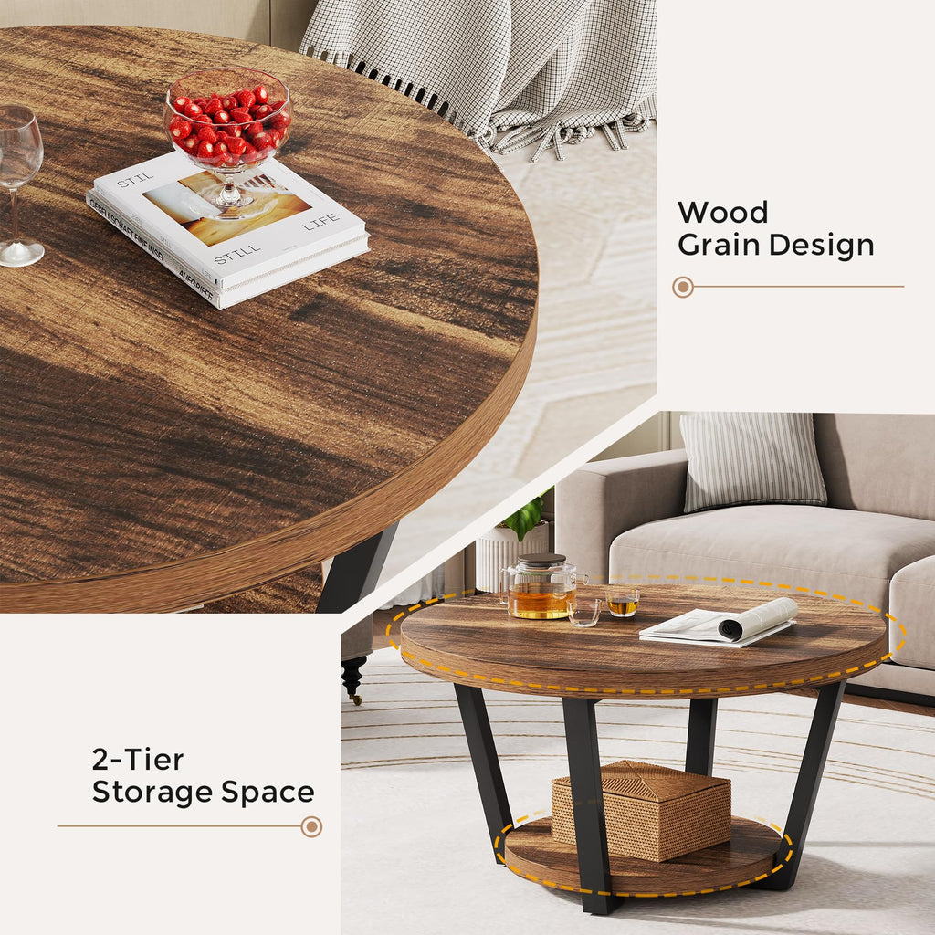 32'' Round Coffee Table with Storage J3620