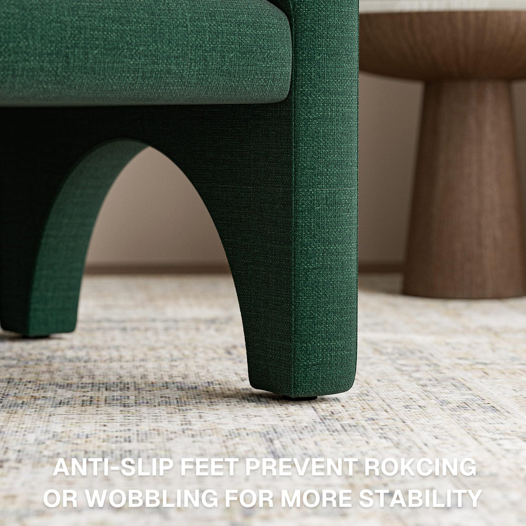 Green Upholstered Accent Chair Set of 2 with Rubber Wood Legs K197