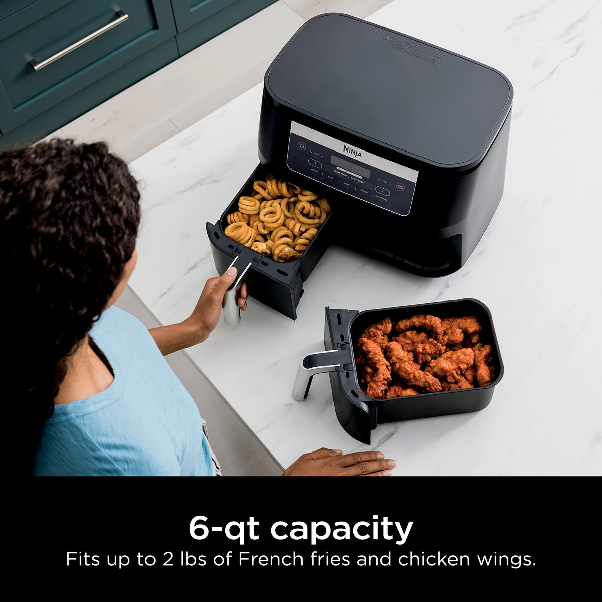 6 Quart 5-in-1 DualZone 2-Basket Air Fryer, Black C266