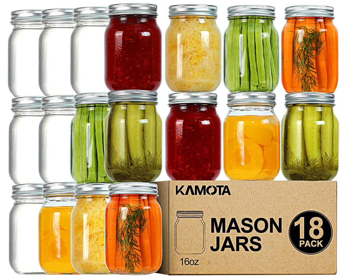16oz Regular Mouth Mason Jars 18 Pack V3941