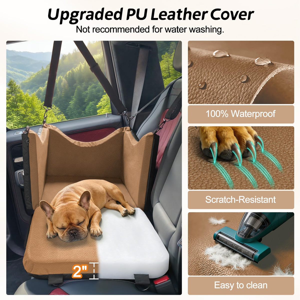 Waterproof PU Leather Dog Car Seat with Safety Belt G783144
