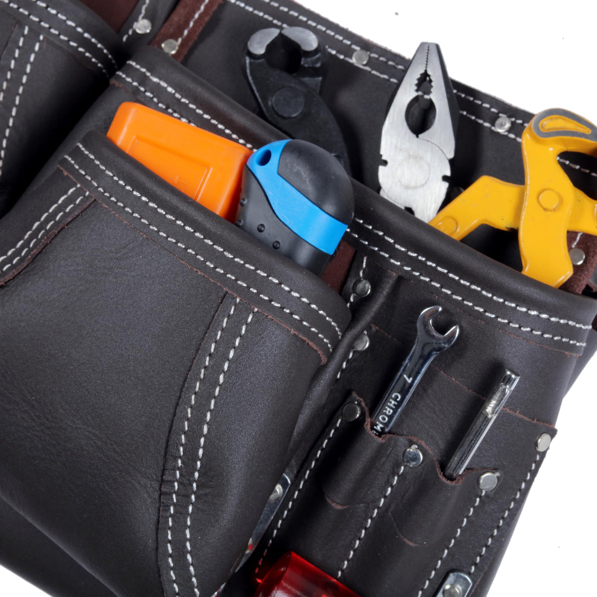 Brown Leather 2-Inch Tool Belt with 12 Pockets D15629