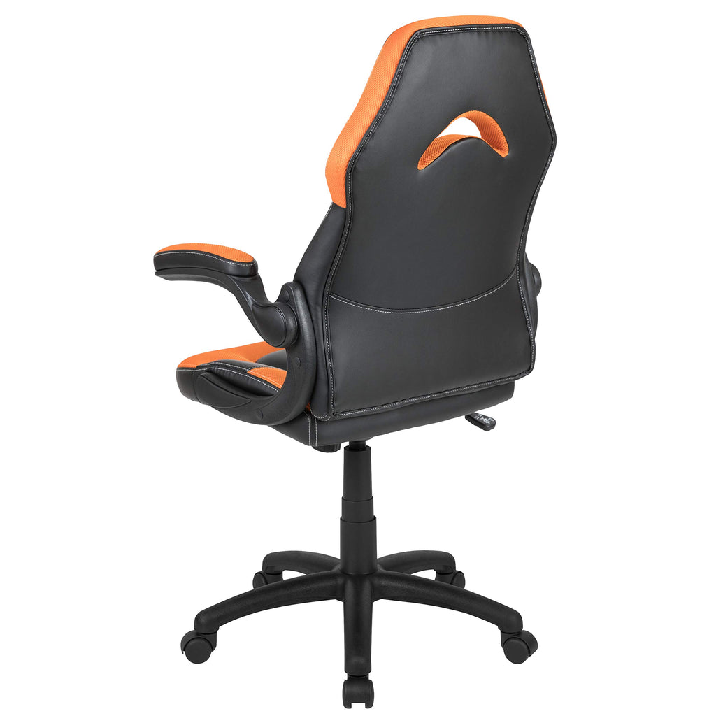 Orange Black Ergonomic Gaming Chair with Flip-up Arms E29986