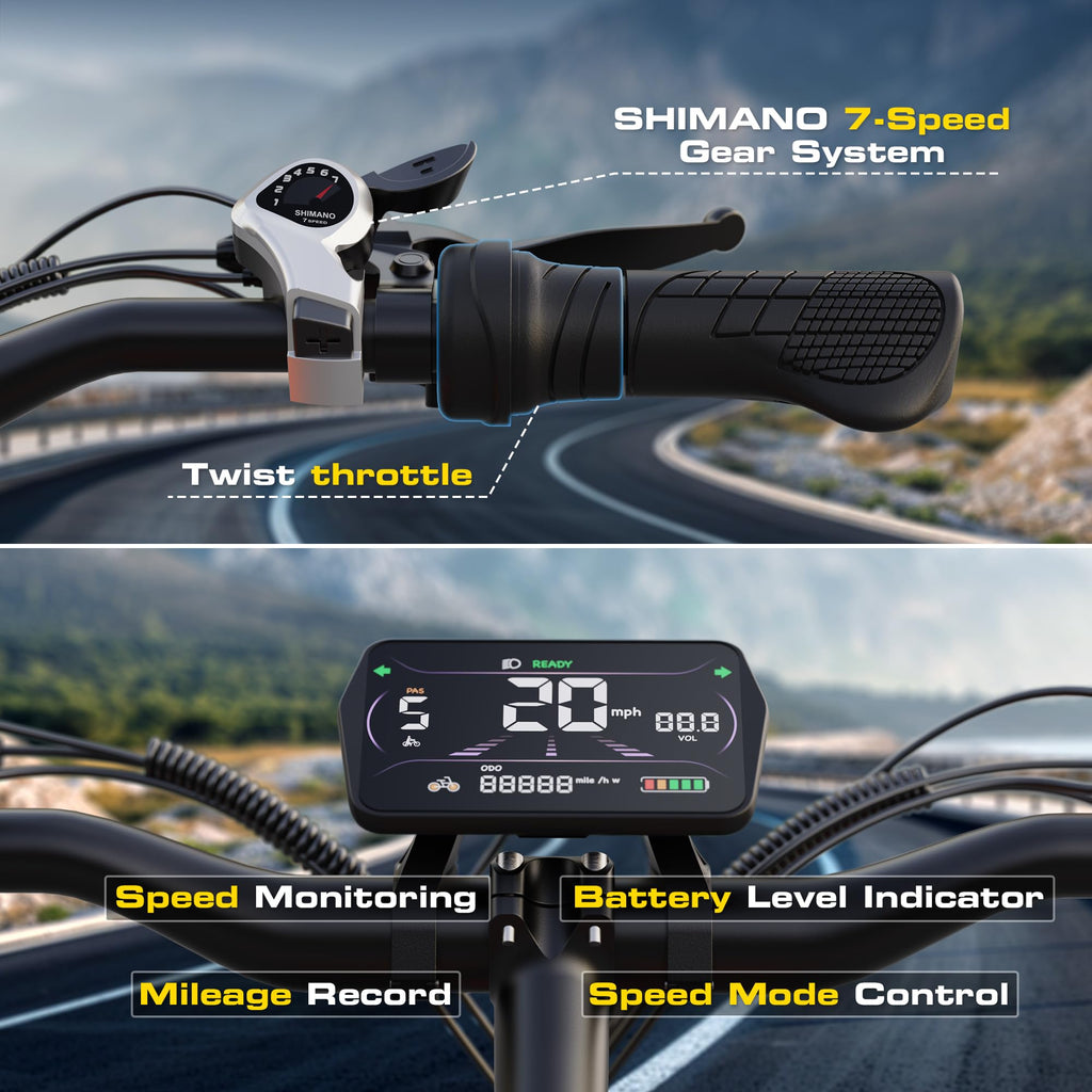 1000W Peak Motor 60+ Miles Fat Tire Electric Bike I778230