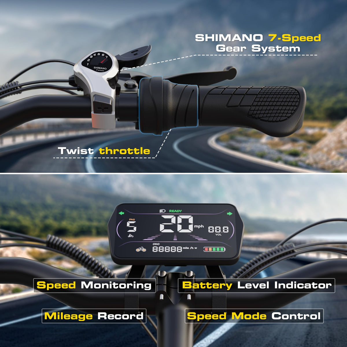 1000W Peak Motor 60+ Miles Fat Tire Electric Bike I778230