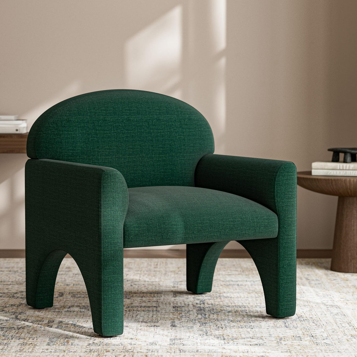 Green Upholstered Accent Chair Set of 2 with Rubber Wood Legs K197