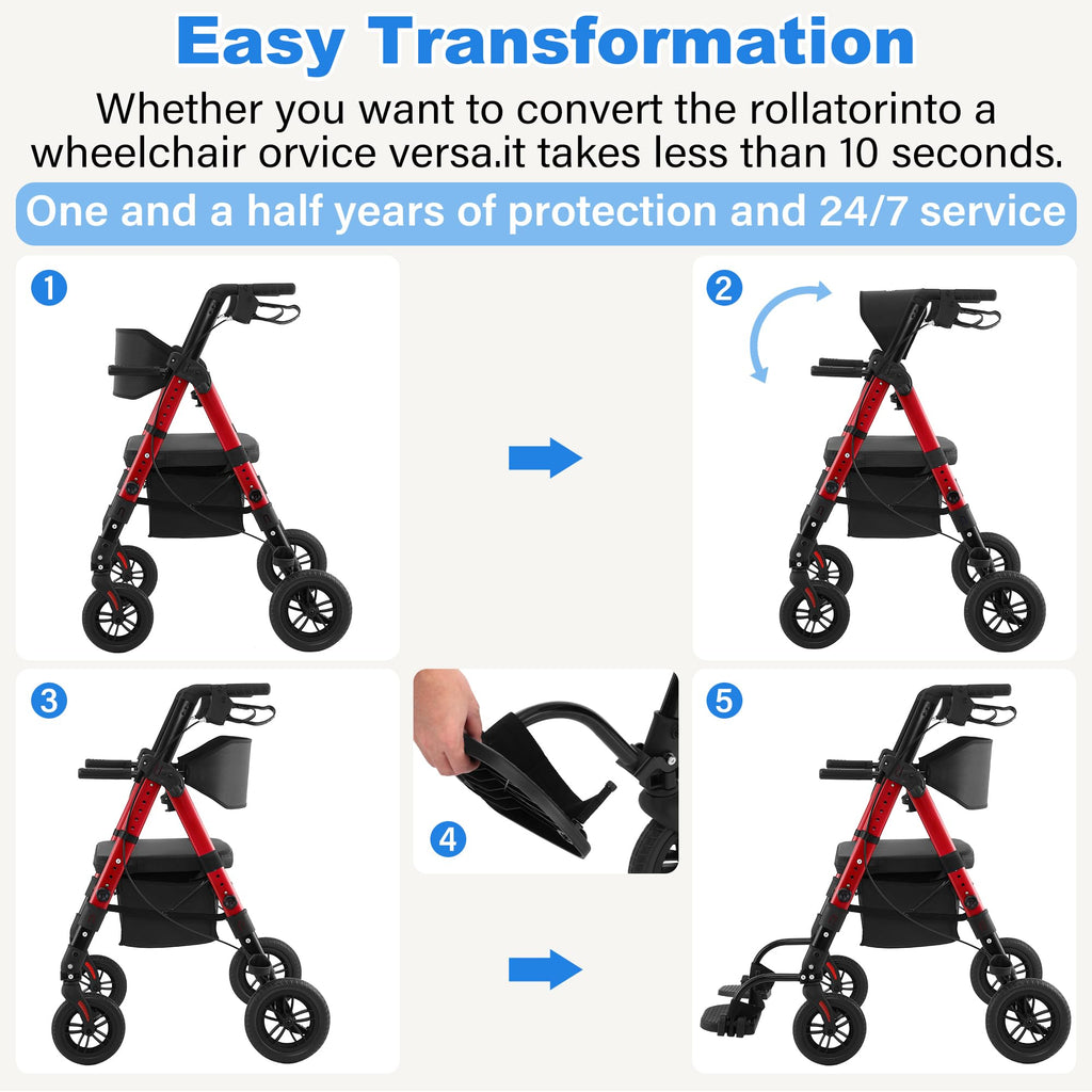 2-in-1 Rollator Wheelchair Combo Y8066