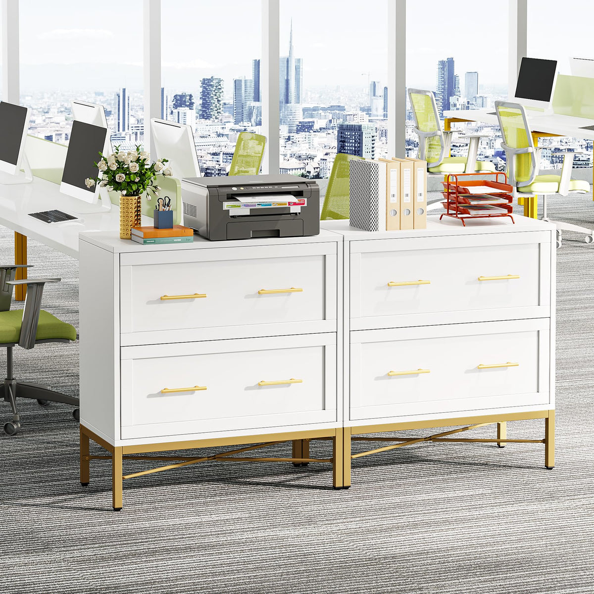 White 2 Drawer Wood File Cabinet S340