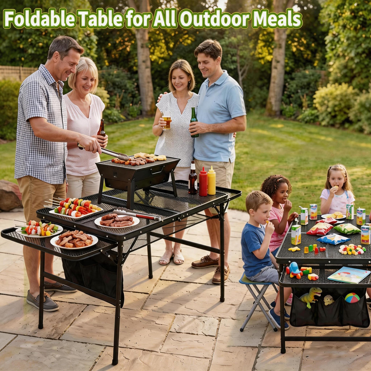 Folding Camping Table with 2 Wing Panels T794059