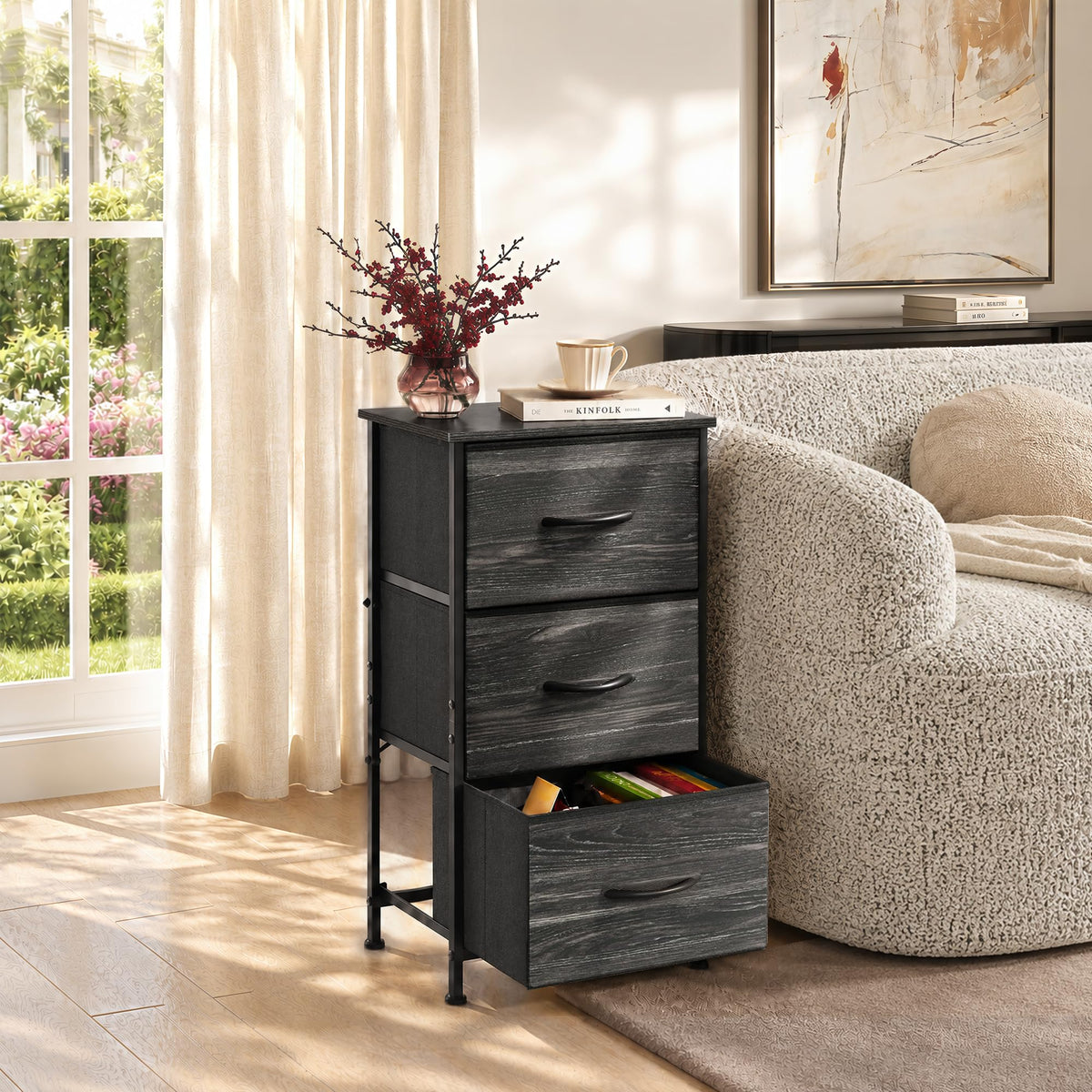 Black 3 Drawer Wood Dresser C207593