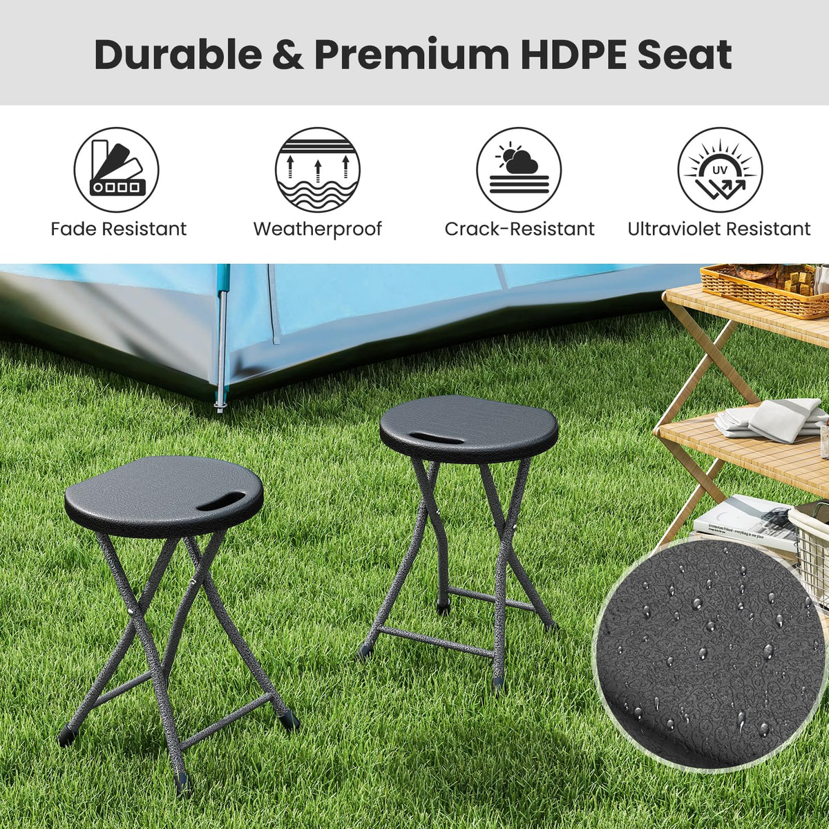 18 inch Folding Plastic Stool with Handle F570