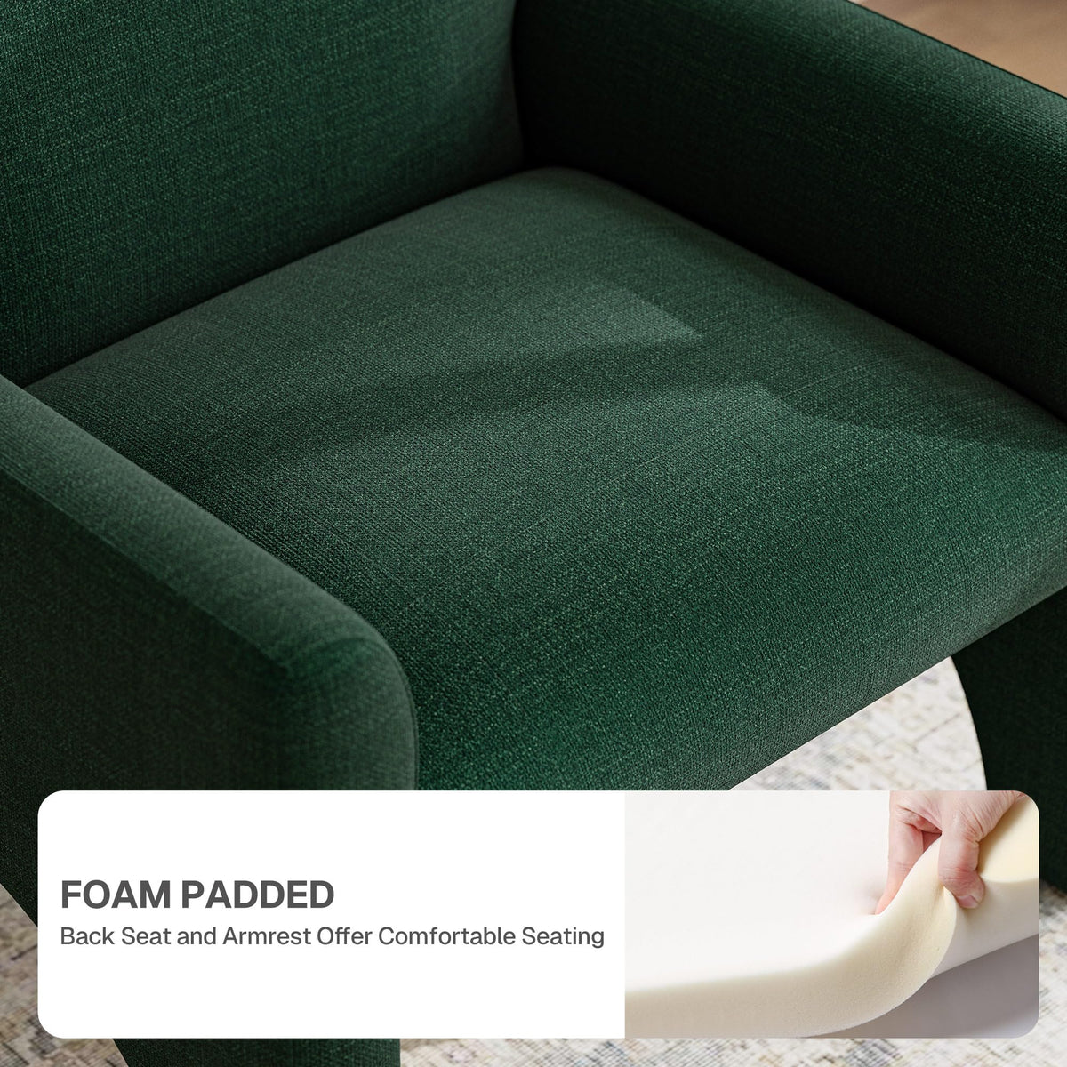 Green Upholstered Accent Chair Set of 2 with Rubber Wood Legs K197