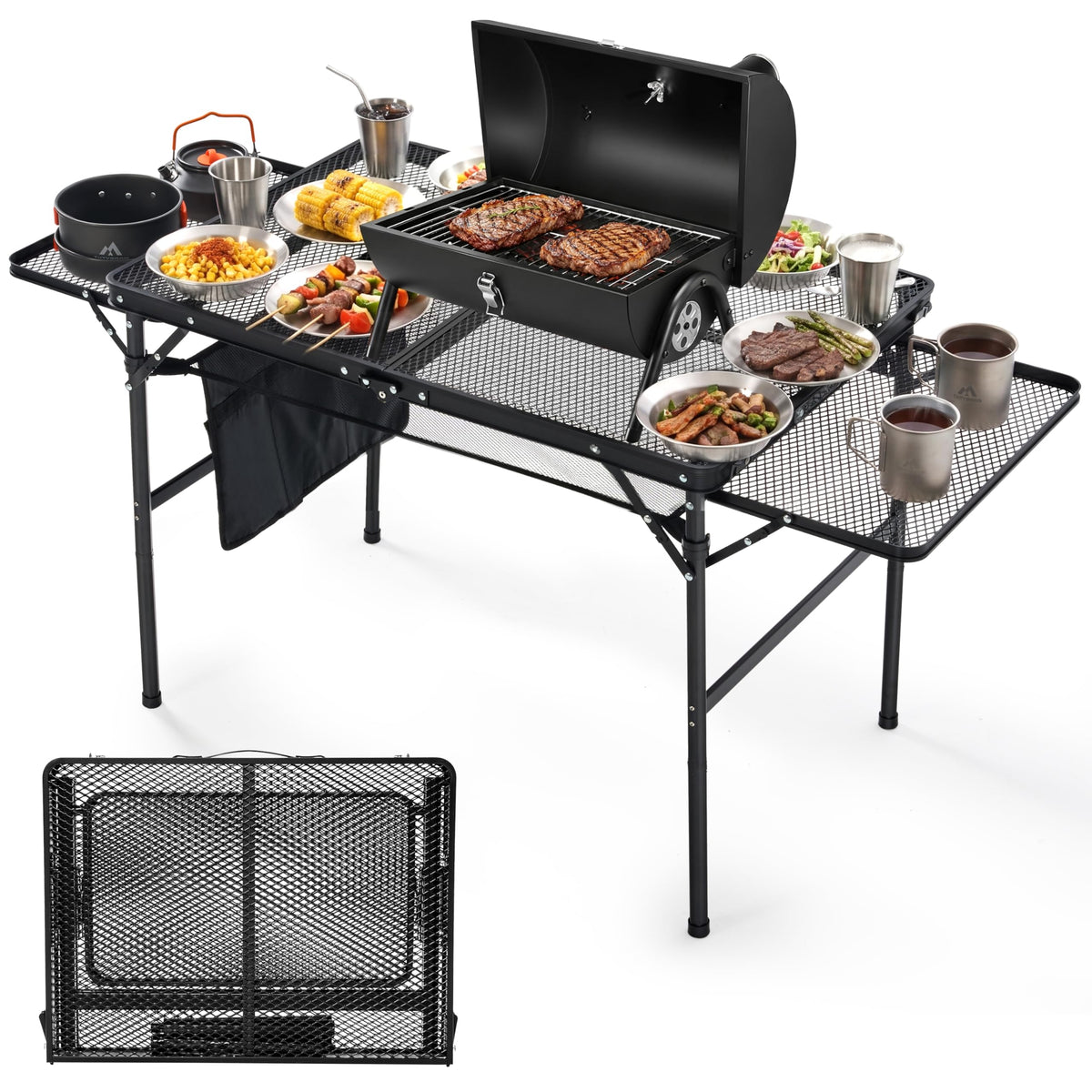 Folding Camping Table with 2 Wing Panels T794059