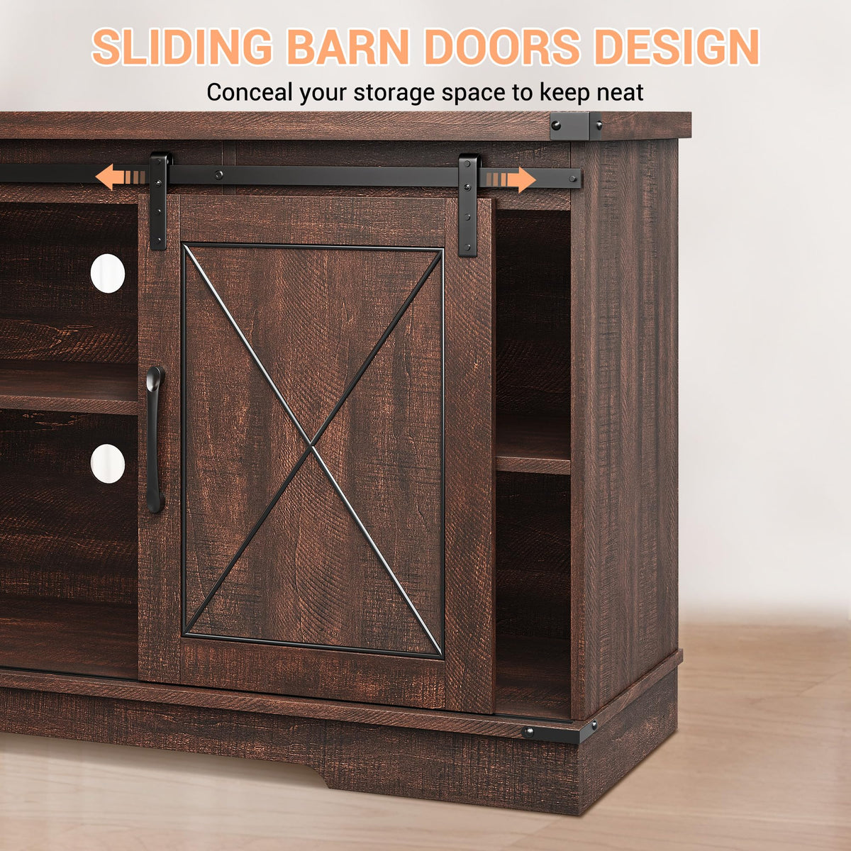 59 Inch TV Stand with Sliding Barn Doors L205